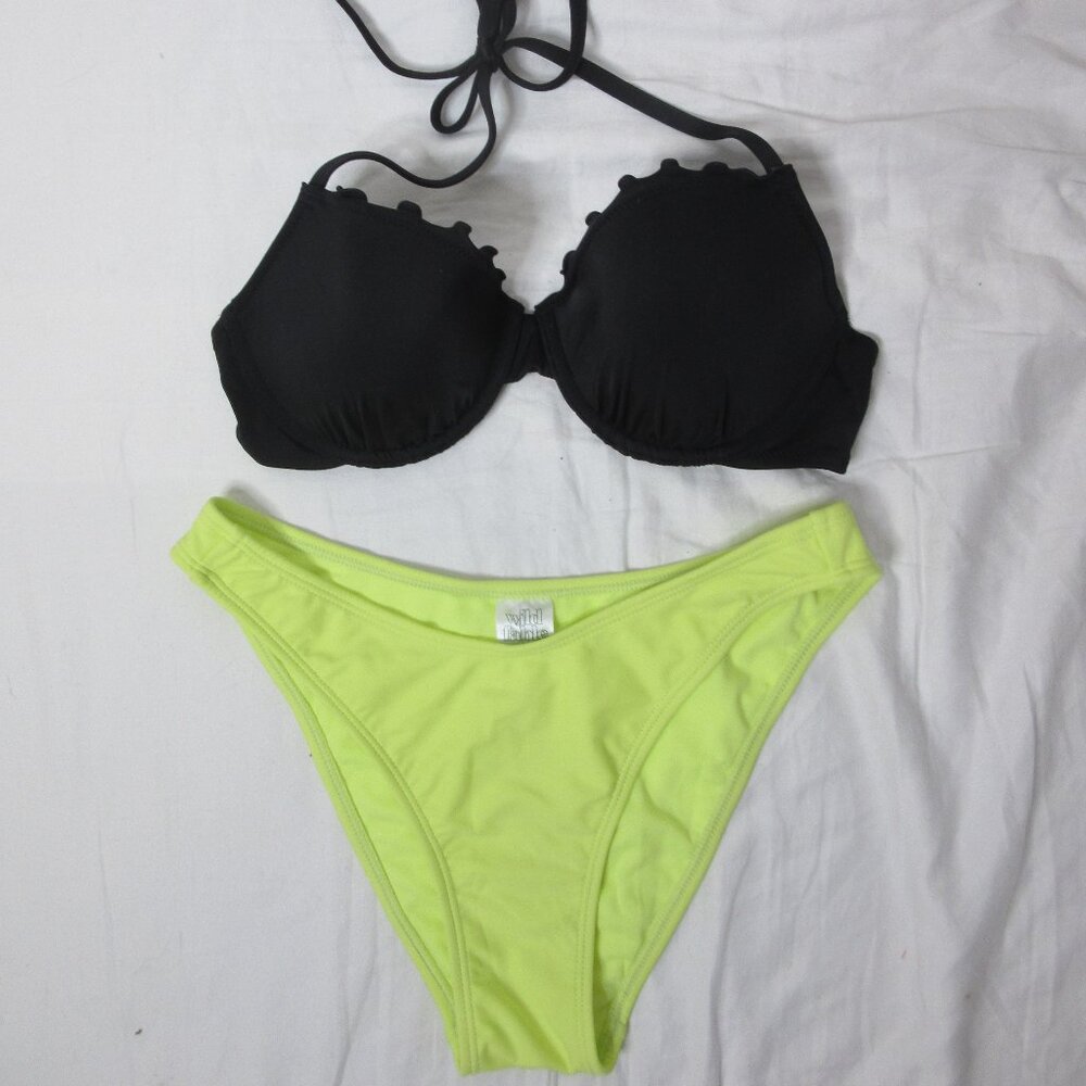 wild fable Shade & Shore 2 Piece Bikini Yellow Black Size Small and 34C NWT